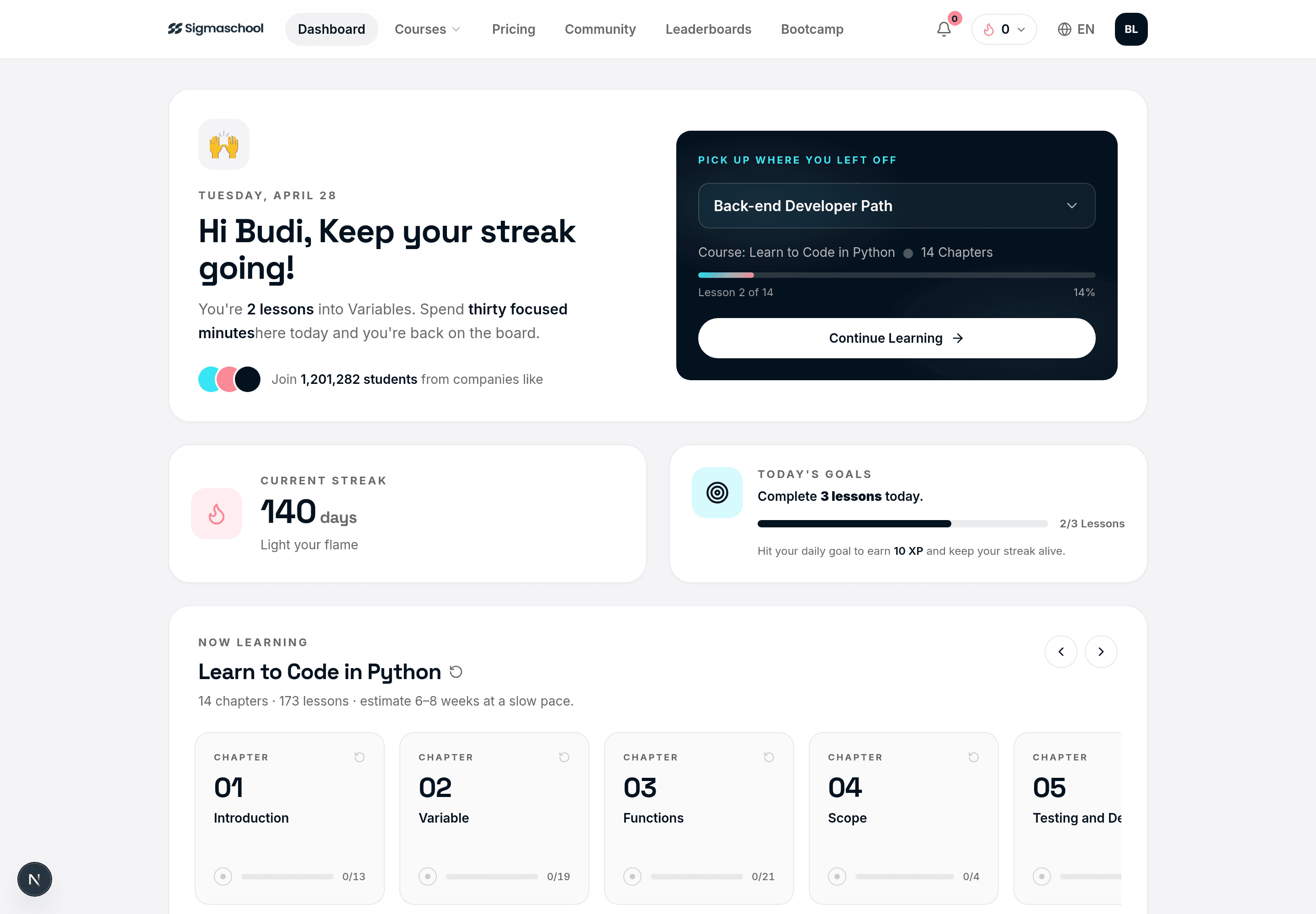 The Sigmo learning platform